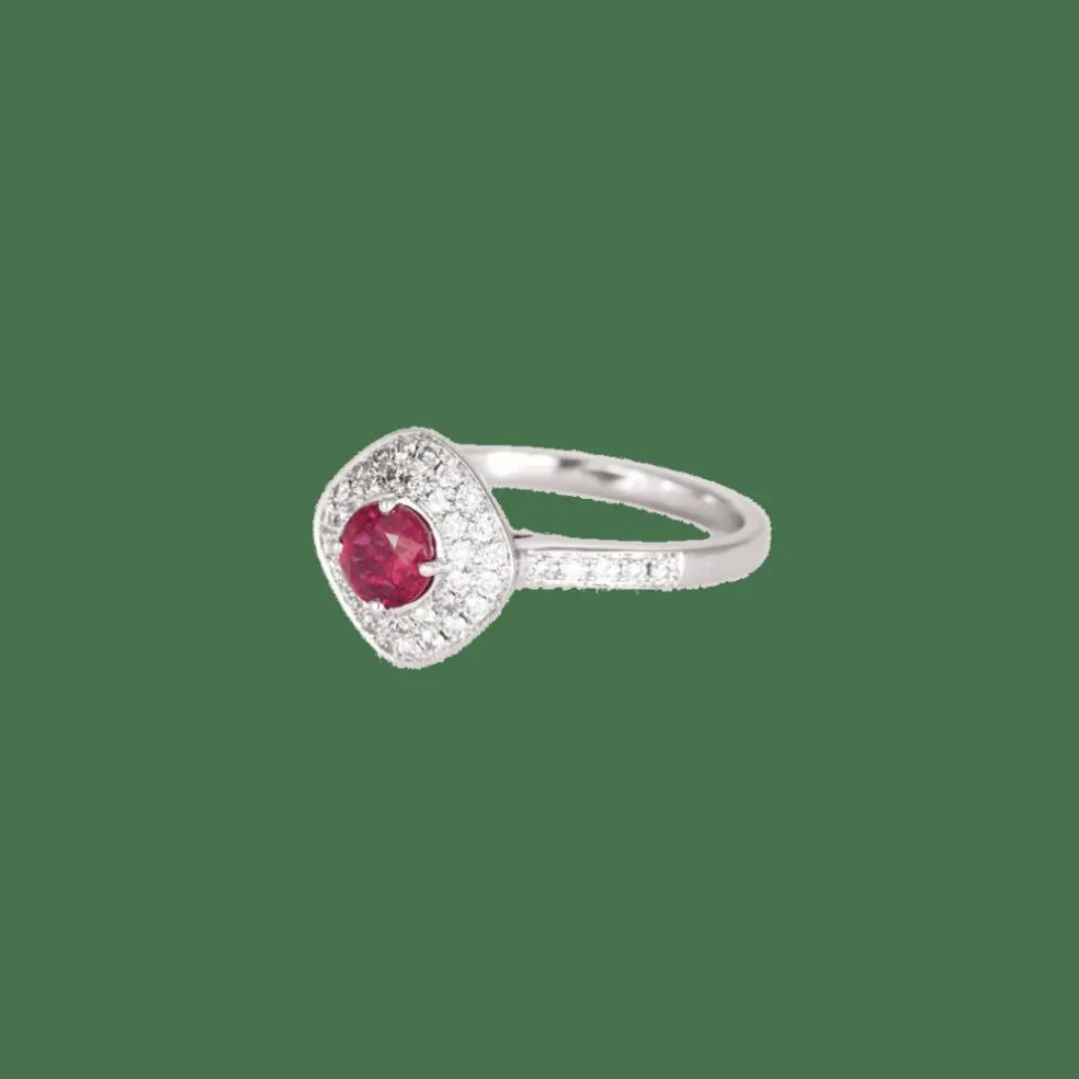 BAGUE OR BLANC, RUBIS ET DIAMANTS