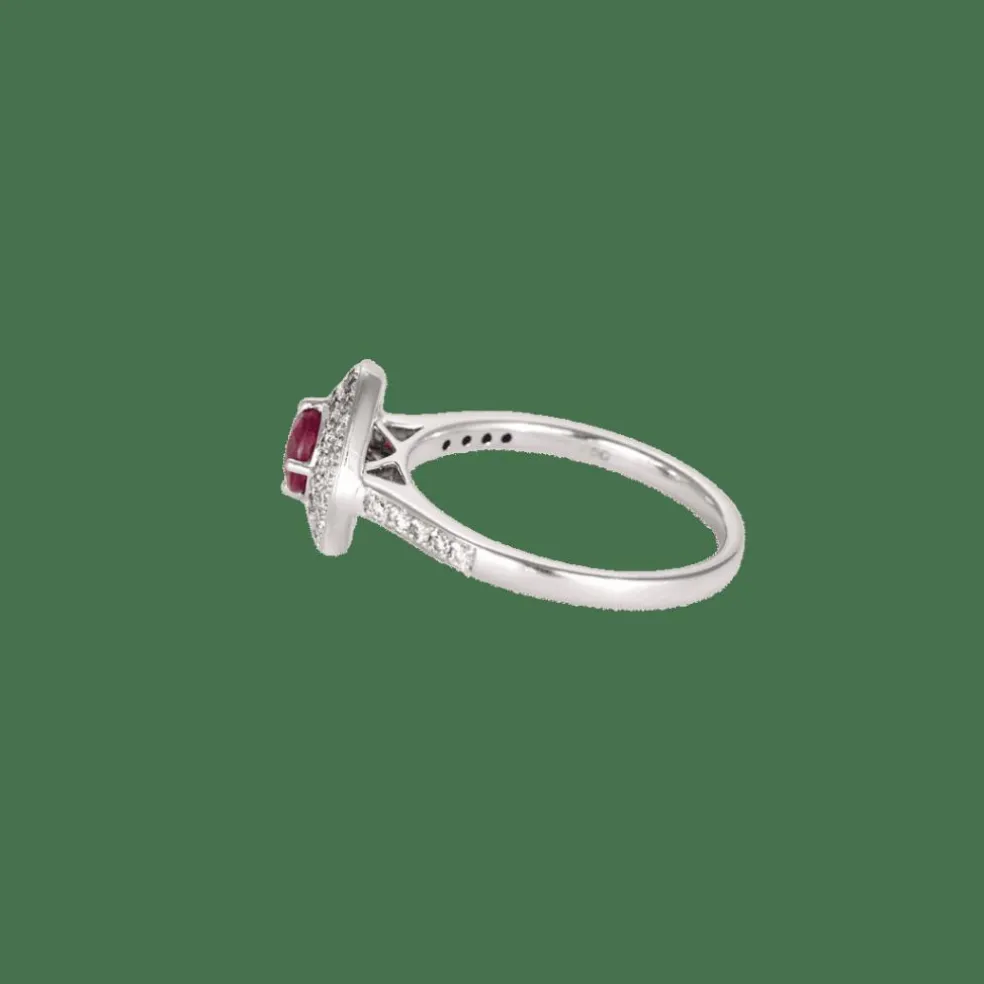 BAGUE OR BLANC, RUBIS ET DIAMANTS
