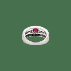 BAGUE OR BLANC RUBIS ET DIAMANTS