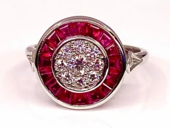 Bague Or blanc Rubis et Diamants