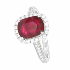 Bague Or blanc Rubis Mozambique Diamants