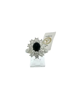 Bague or blanc saphir 1.30ct et diamants certificat IGI