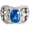 Bague or blanc saphir de Ceylan 3,12 carat et diamants