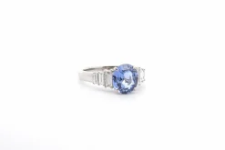 Bague or blanc saphir de ceylan et diamants