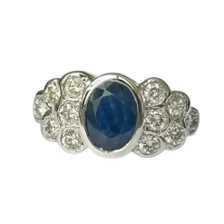 Bague or blanc saphir diamants