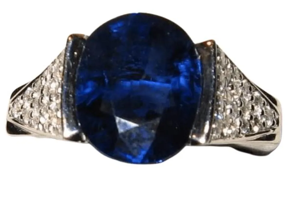 Bague Or blanc Saphir Diamants