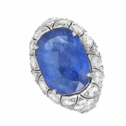 Bague Or blanc Saphir Diamants