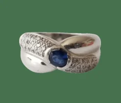 Bague or blanc saphir diamants
