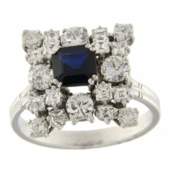 Bague Or blanc Saphir Diamants