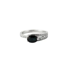 Bague Or blanc Saphir Diamants