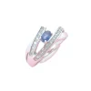 Bague or blanc, saphir, diamants