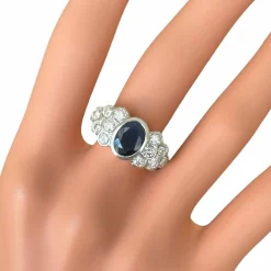 Bague or blanc saphir diamants
