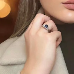 Bague Or Blanc Saphir Diamants
