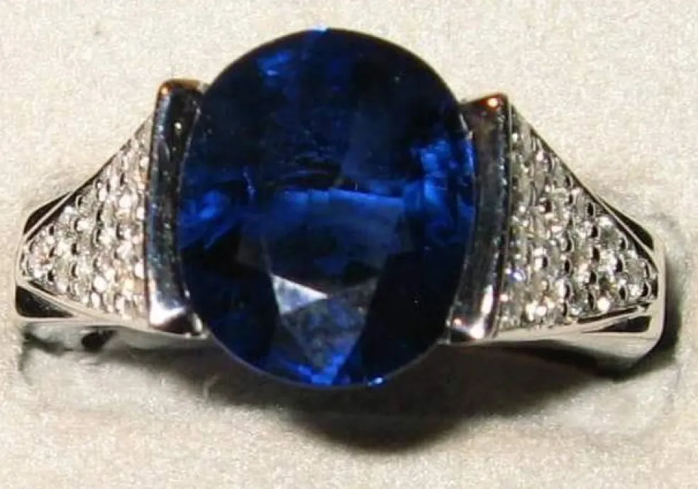 Bague Or blanc Saphir Diamants