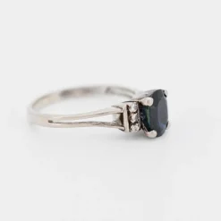 Bague Or blanc Saphir Diamants