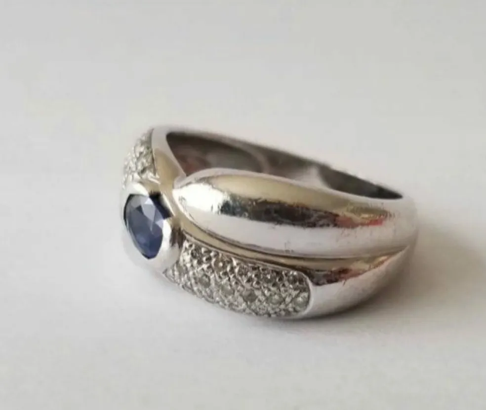Bague or blanc saphir diamants