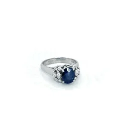 Bague Or Blanc Saphir Diamants