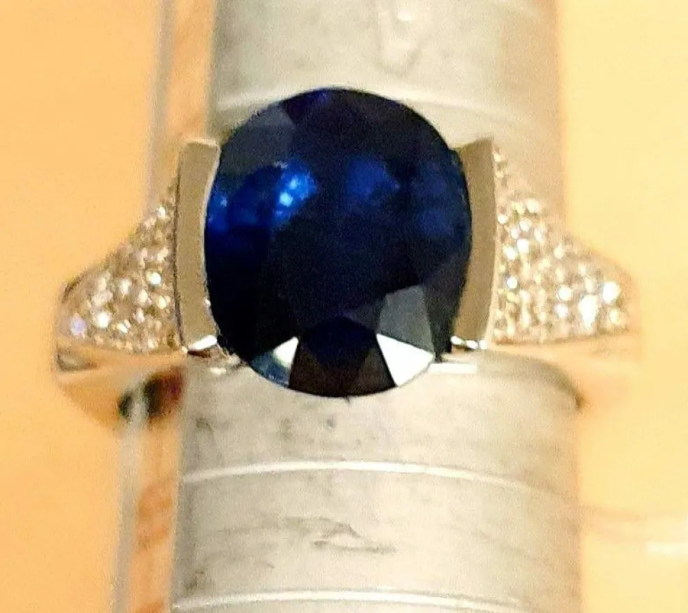 Bague Or blanc Saphir Diamants