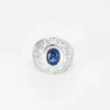 Bague or blanc, saphir et diamants