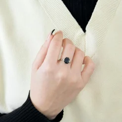 Bague or blanc saphir et diamants