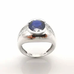 Bague or blanc saphir et diamants