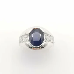 Bague or blanc saphir et diamants