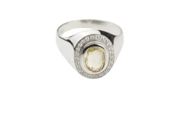 Bague Or blanc Saphir Jaune Diamants