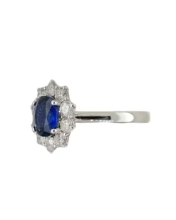 Bague or blanc saphir naturel, diamants naturels