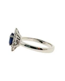 Bague or blanc saphir naturel, diamants naturels
