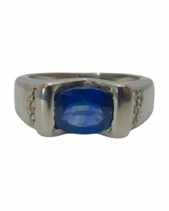 Bague or blanc saphir non-chauffé