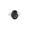 Bague or blanc saphir teal diamants