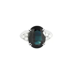 Bague or blanc saphir teal diamants