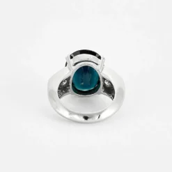 Bague or blanc saphir teal diamants