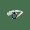 Bague or blanc saphir vert/bleu diamants