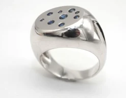 Bague or blanc saphirs