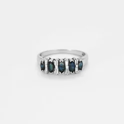 Bague or blanc saphirs