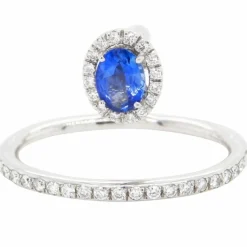 Bague or blanc saphirs bleus diamants