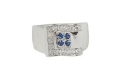 Bague Or blanc Saphirs Diamants