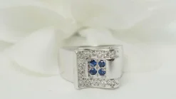 Bague Or blanc Saphirs Diamants