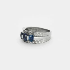Bague Or Blanc Saphirs Diamants