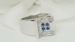 Bague Or blanc Saphirs Diamants