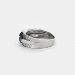 Bague Or Blanc Saphirs Diamants