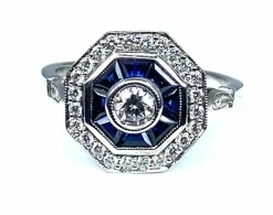 Bague Or blanc Saphirs et Diamants