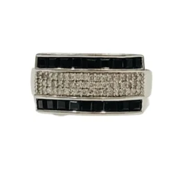 Bague or blanc saphirs et diamants
