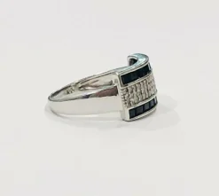 Bague or blanc saphirs et diamants