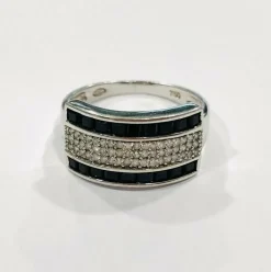 Bague or blanc saphirs et diamants