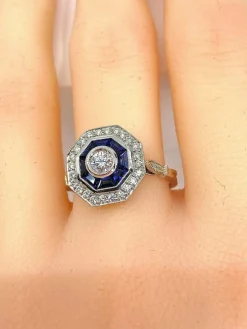 Bague Or blanc Saphirs et Diamants