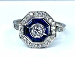 Bague Or blanc Saphirs et Diamants