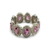 Bague or blanc saphirs roses et diamants