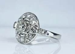 Bague or blanc sertie de diamants, époque 1900/1930